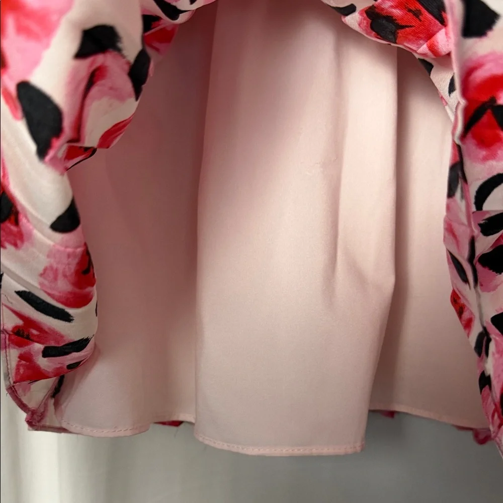 Kate Spade Girls Floral Pink and Black Rose Pleated Skirt Size 10